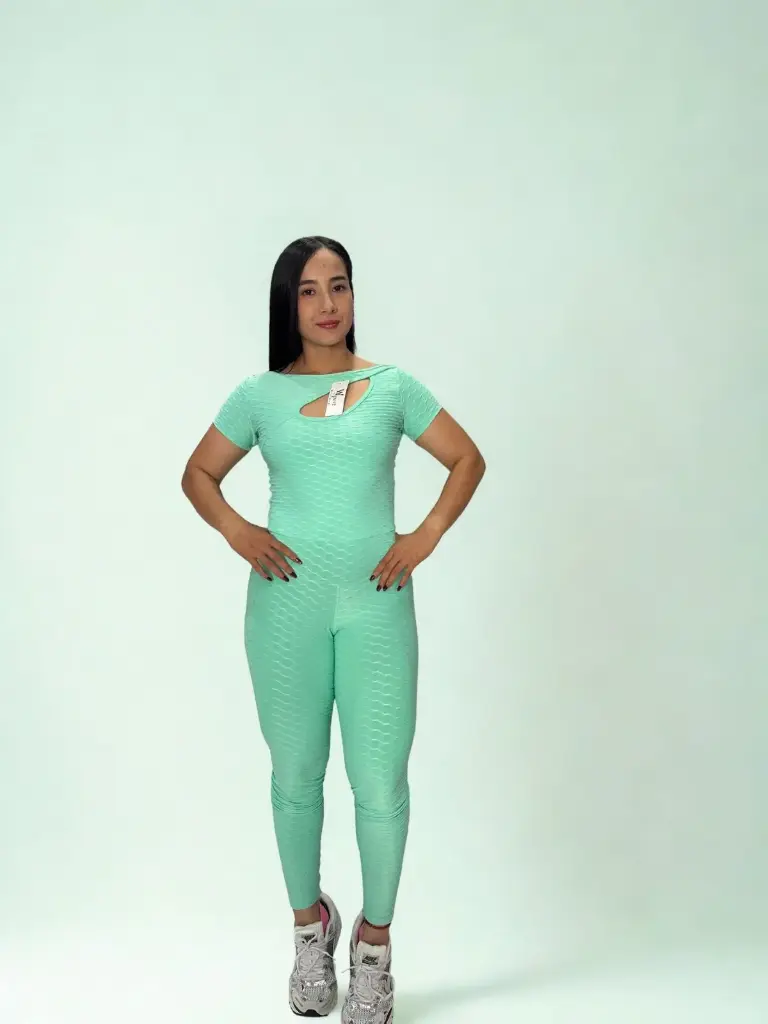 [10124106] ENTERIZO LARGO TEXTURIZADO  (VERDE AGUAMARINA)